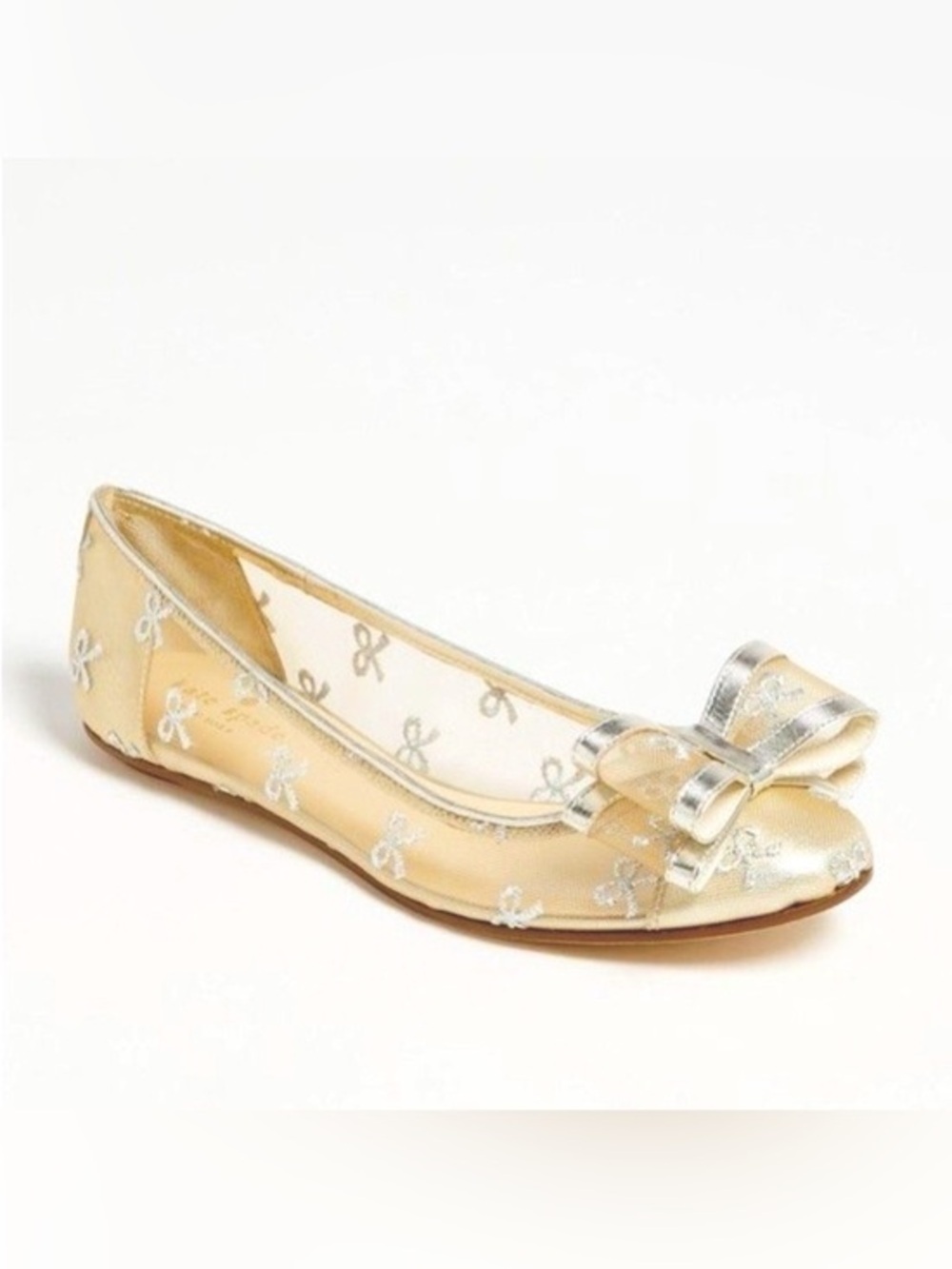 NWOT Kate Spade New York Bernice Gold Mesh Bow Detail Ballet Flats Size 9